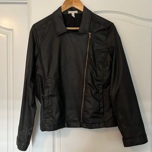 Eileen Fisher Waxed Denim Moto Jacket.